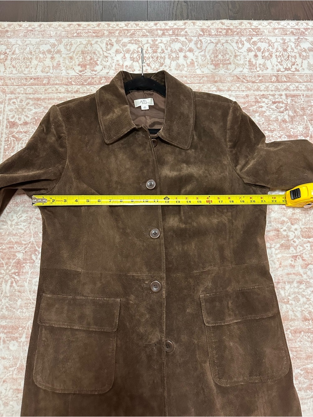 Vintage 🤎 100% Genuine Suede Trench Coat - Picture 6 of 11
